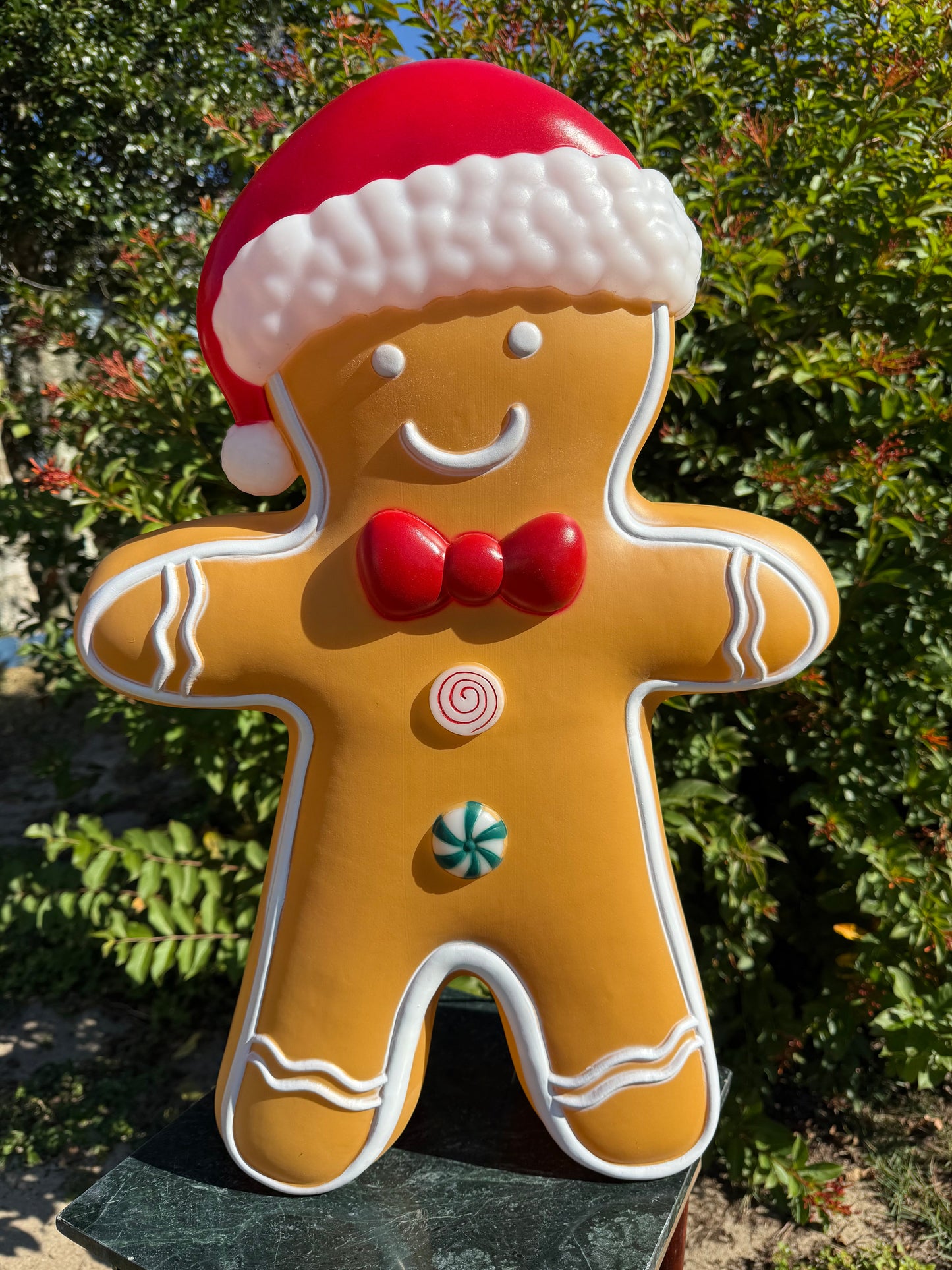 Christmas 2025 24” Gingerbread Man Blow Mold, With Santa Red Hat, Brand New