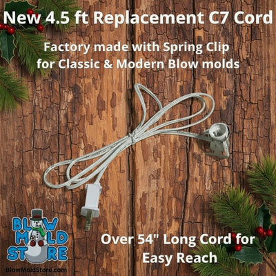4' Blow Mold C7 cord with spring clip and fused plug - Blow Mold Store