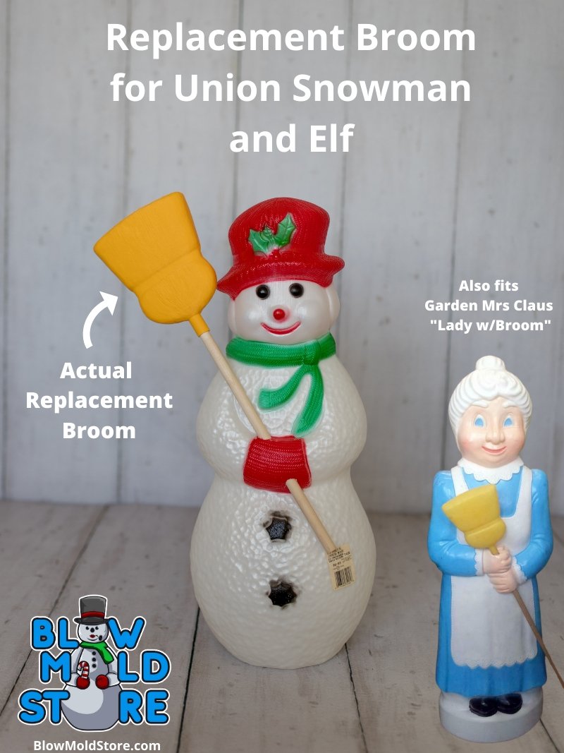 Blow Mold Broom for Union 22" Snowman, 28" Elf, and Lady with Broom - Blow Mold Store