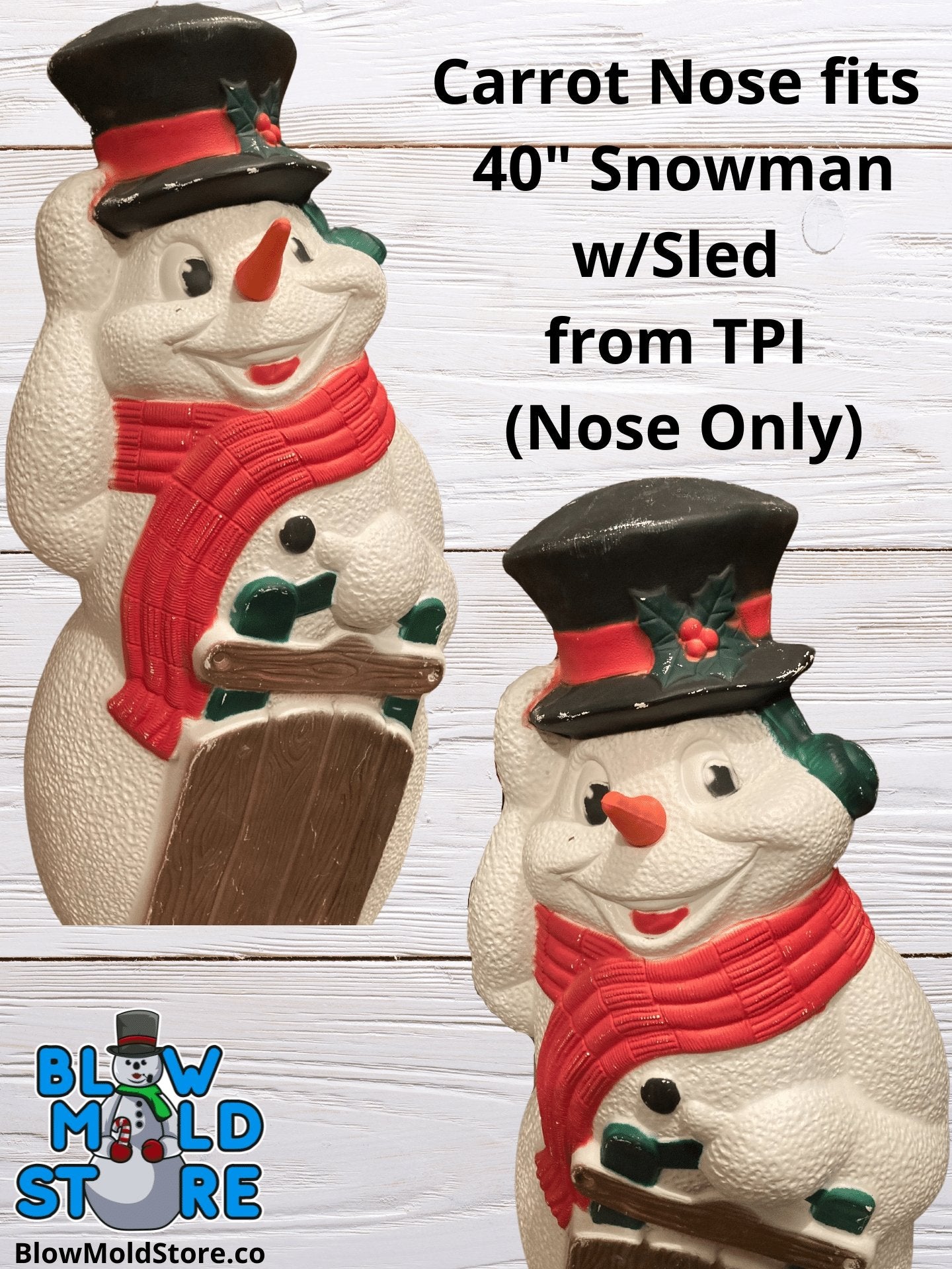 Blow Mold Carrot Nose Replacement for 40" Snowman with Sled from TPI - Blow Mold Store