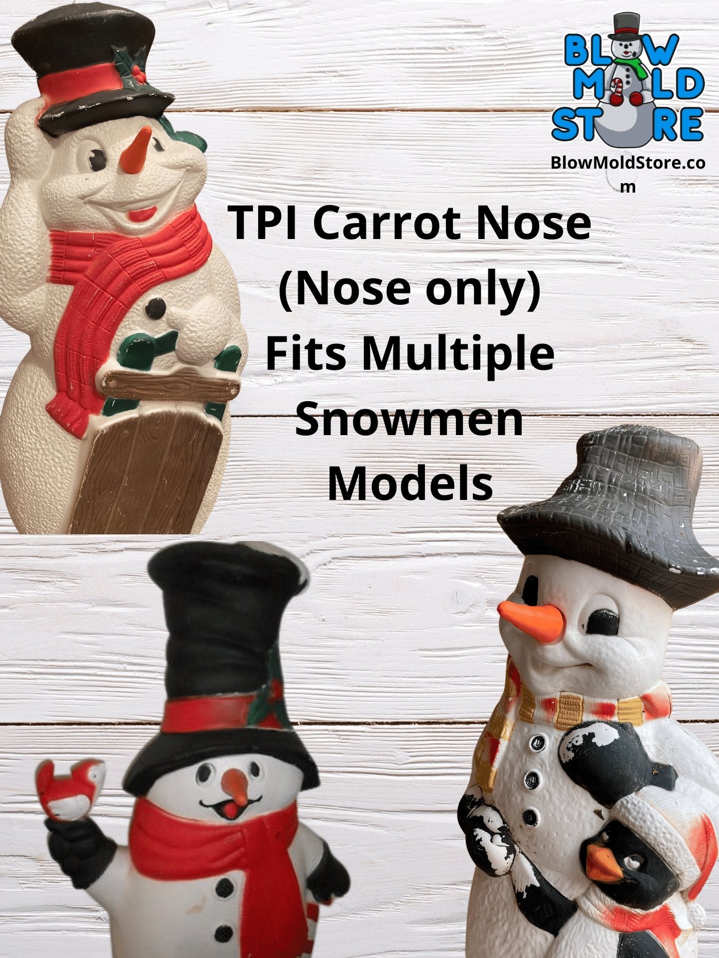 Blow Mold Carrot Nose Replacement for 40" Snowman with Sled from TPI - Blow Mold Store