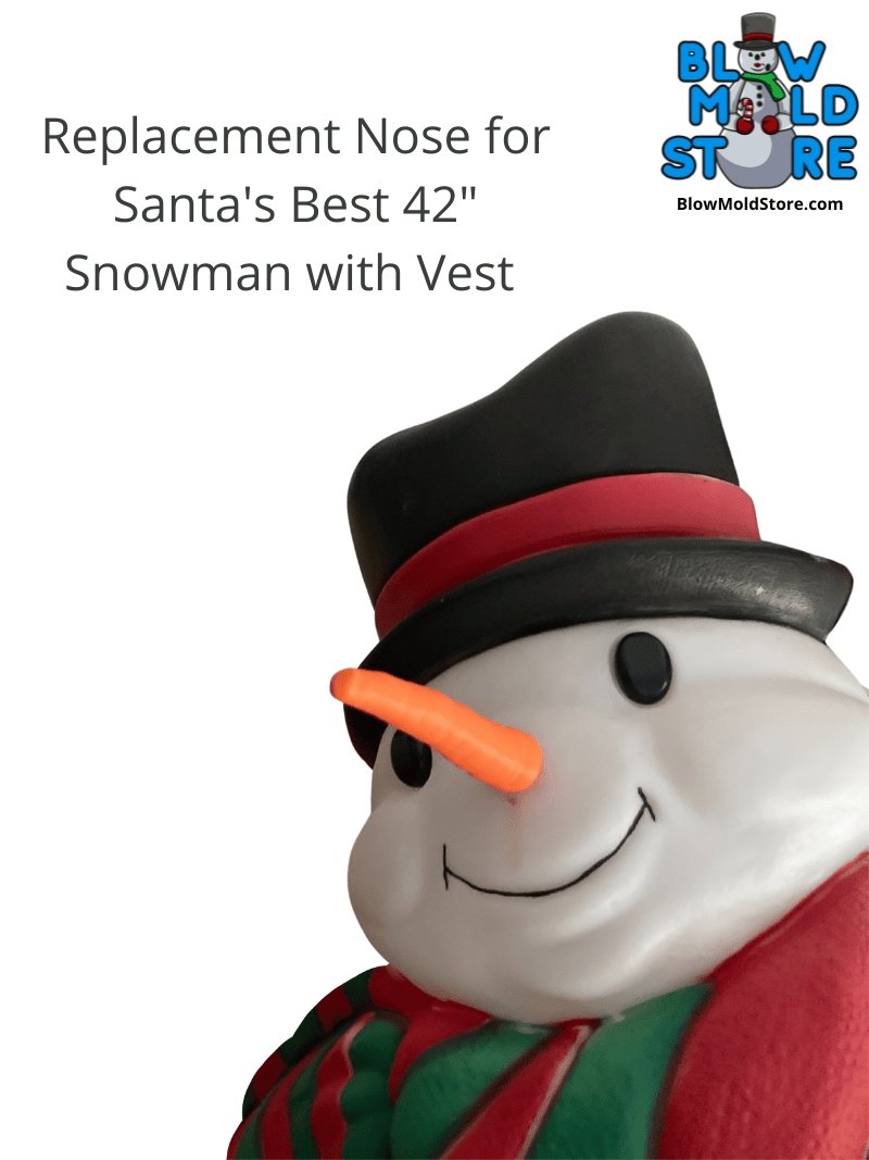 Replacement Carrot Nose Blow Mold Snowman with Vest Santa's Best & General Foam - Blow Mold Store