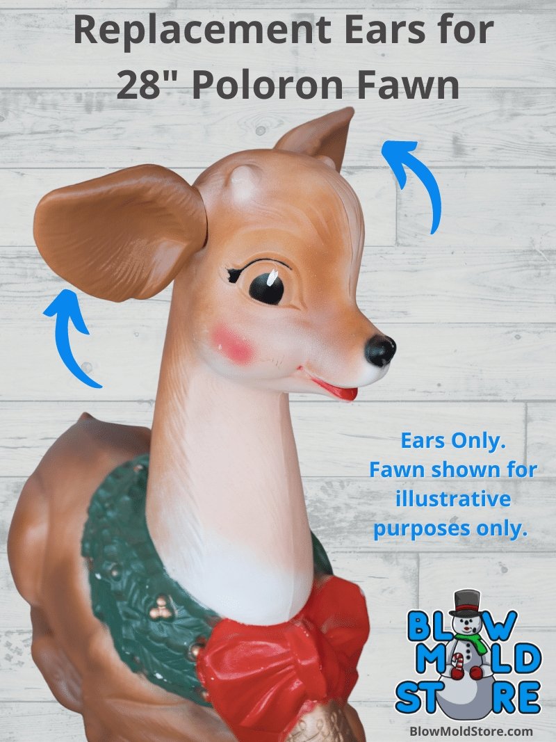 Replacement Ears for Poloron Blow Mold - Illuminated Fawn Sitting Laying Deer - Blow Mold Store