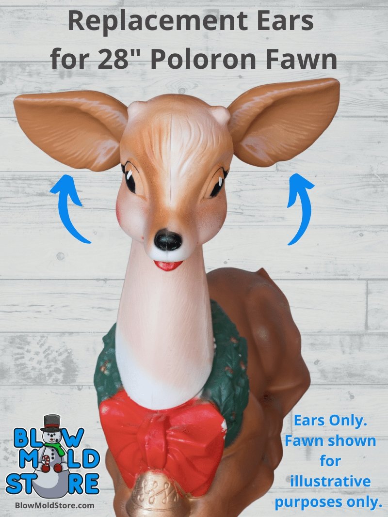 Replacement Ears for Poloron Blow Mold - Illuminated Fawn Sitting Laying Deer - Blow Mold Store