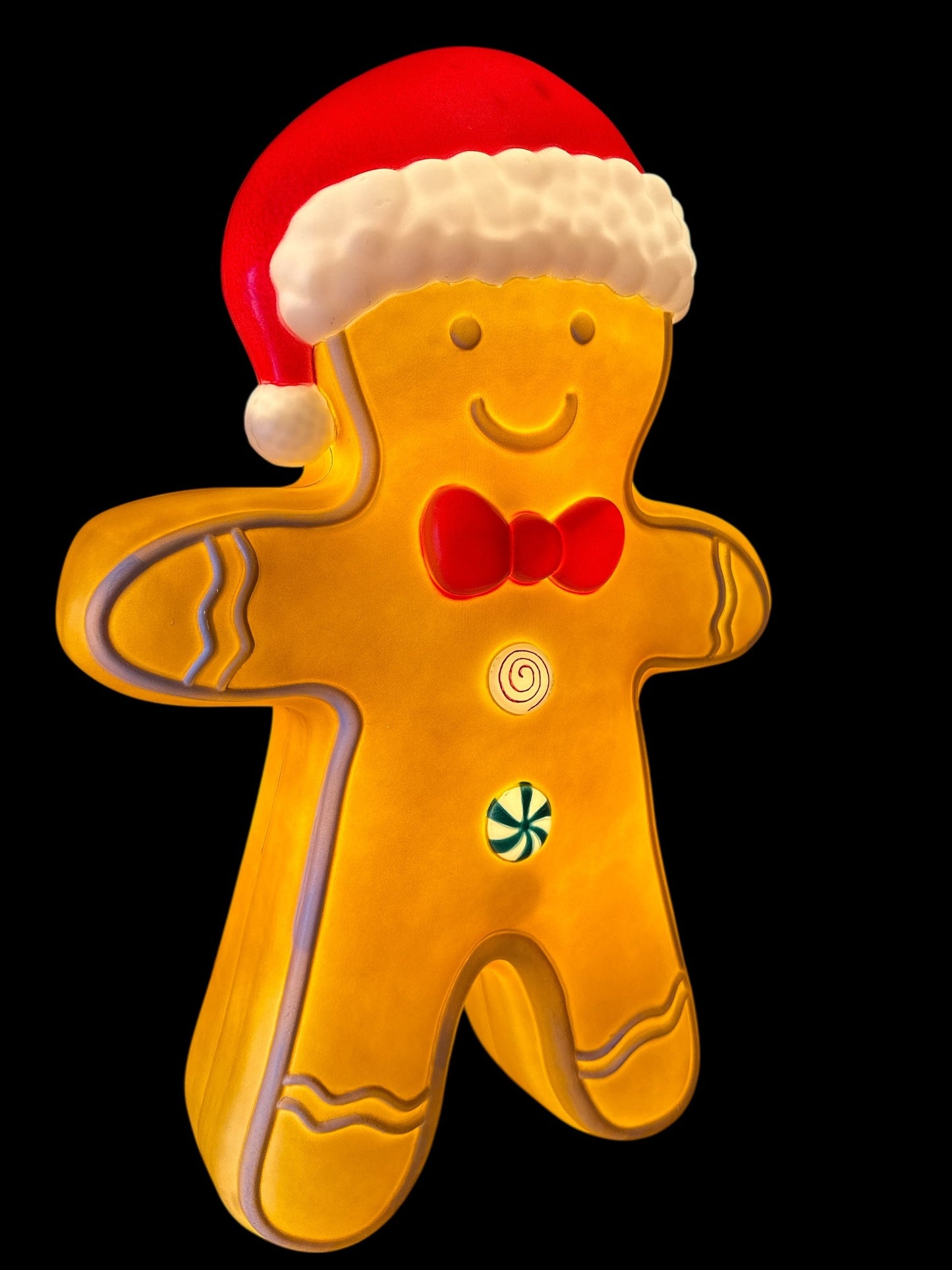 Christmas 2025 24” Gingerbread Man Blow Mold, With Santa Red Hat, Brand New