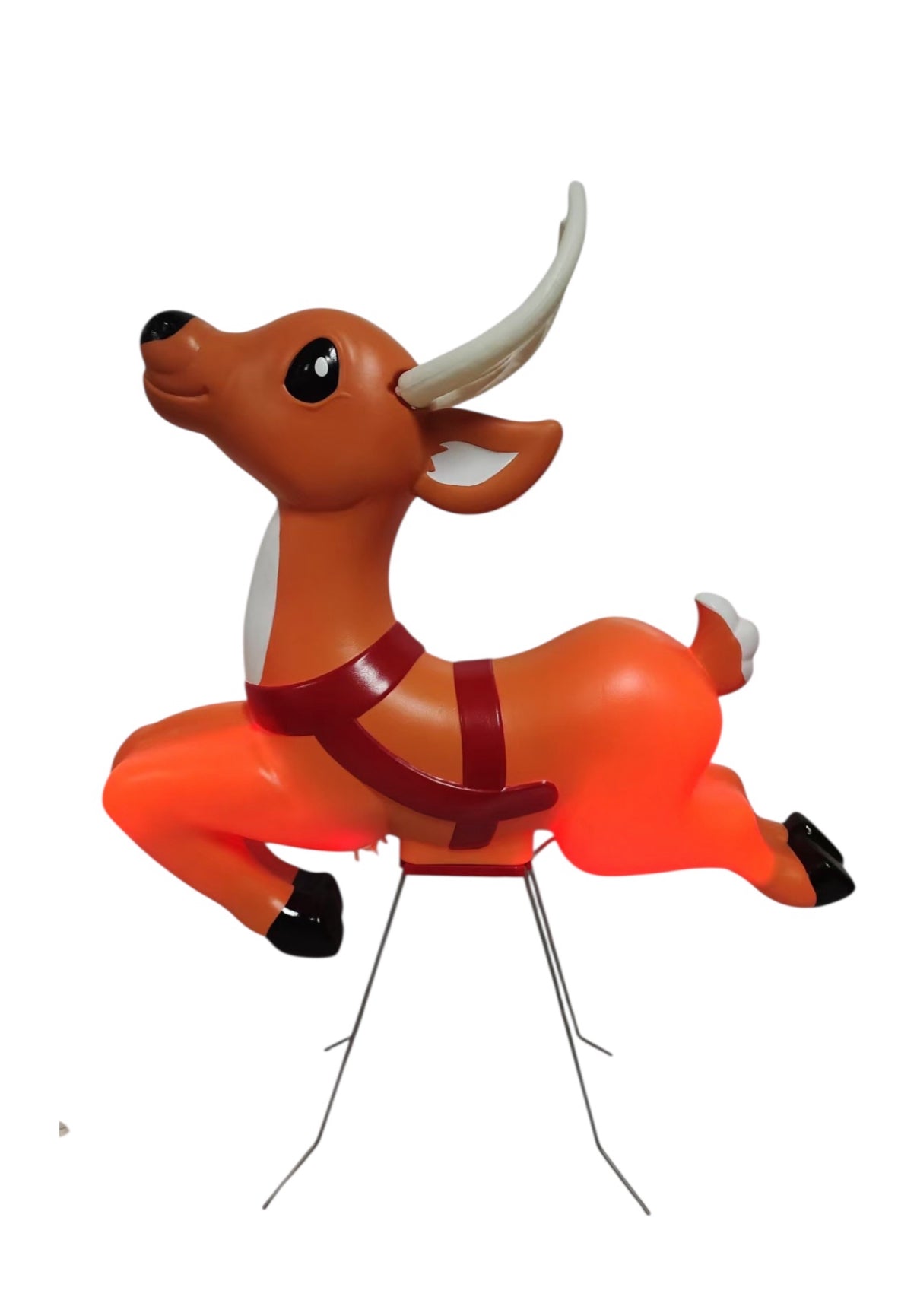 Vintage Style Reindeer  Christmas Blow Mold Antlers & Stand Lighted