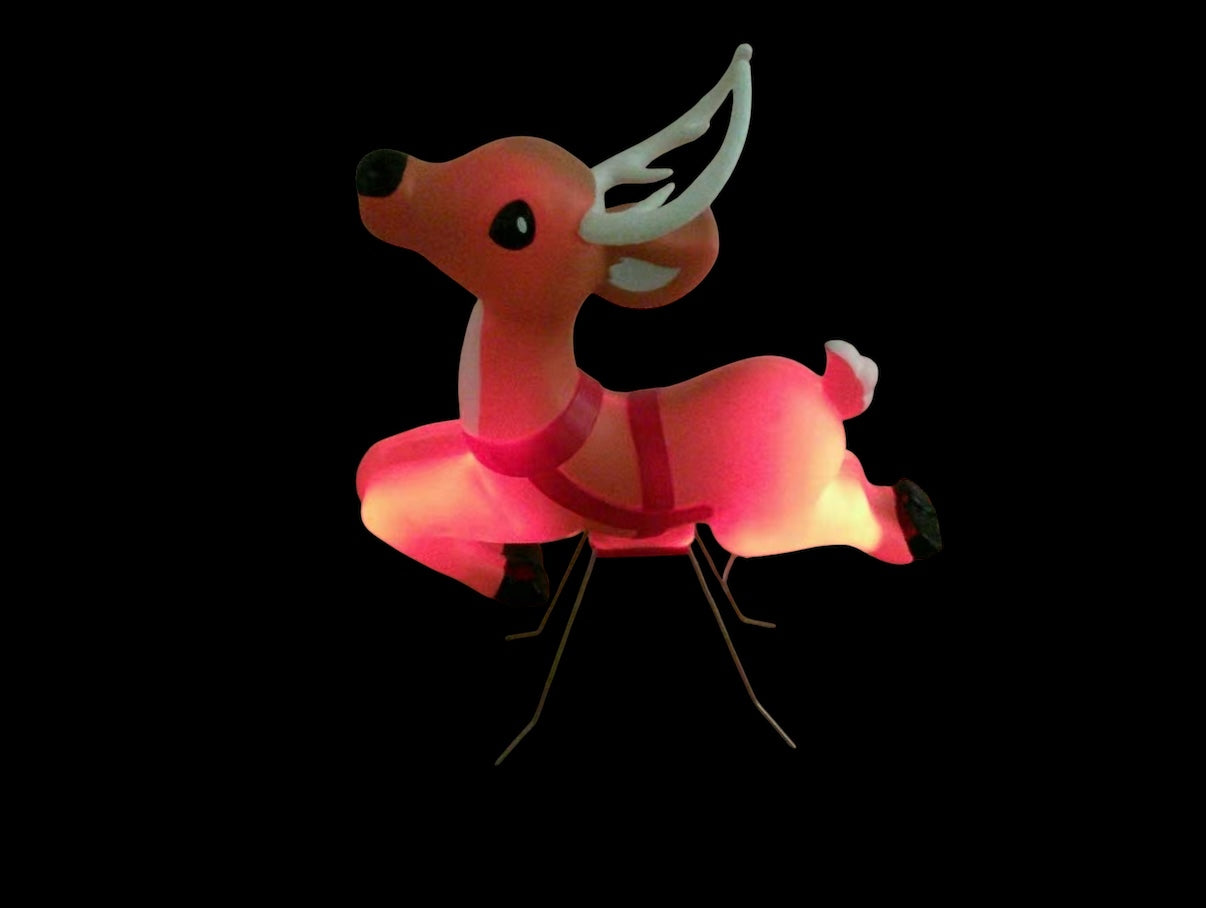 Vintage Style Reindeer  Christmas Blow Mold Antlers & Stand Lighted