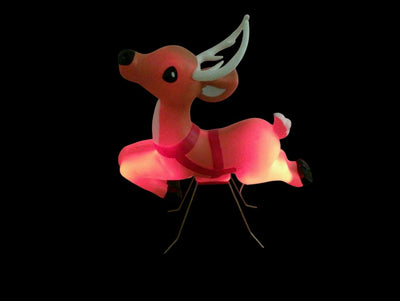 Vintage Style Reindeer  Christmas Blow Mold Antlers & Stand Lighted