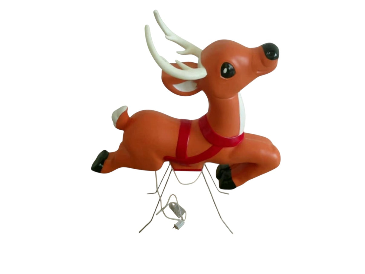 Vintage Style Reindeer  Christmas Blow Mold Antlers & Stand Lighted