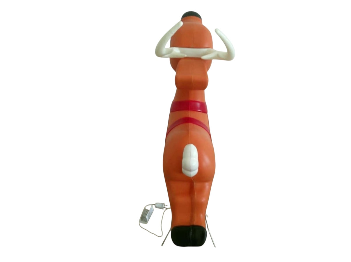 Vintage Style Reindeer  Christmas Blow Mold Antlers & Stand Lighted