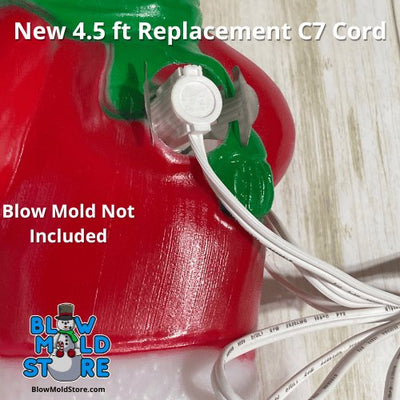 4' Blow Mold C7 cord with spring clip and fused plug - Blow Mold Store