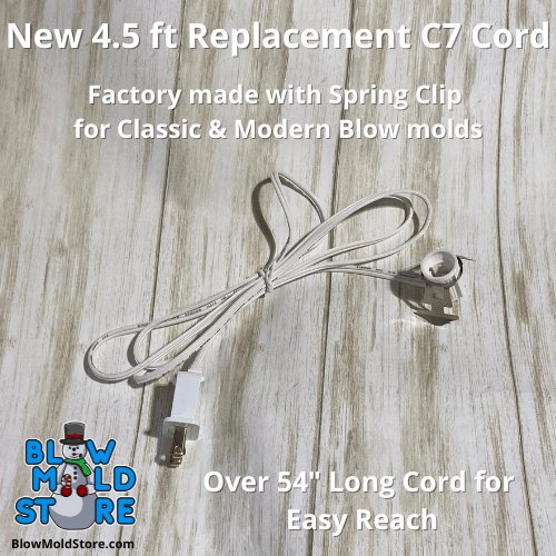 4' Blow Mold C7 cord with spring clip and fused plug - Blow Mold Store