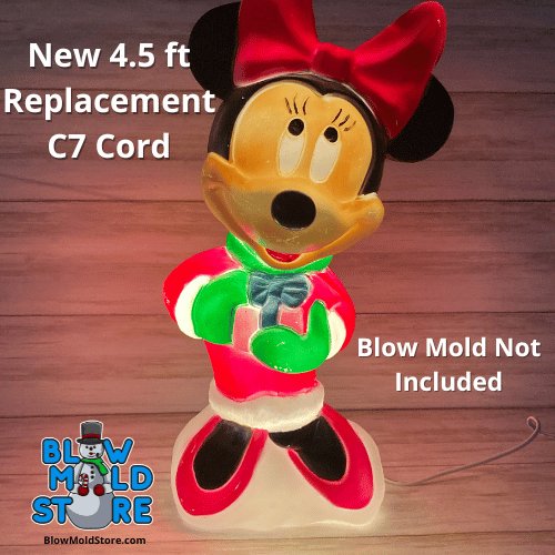 4' Blow Mold C7 cord with spring clip and fused plug - Blow Mold Store