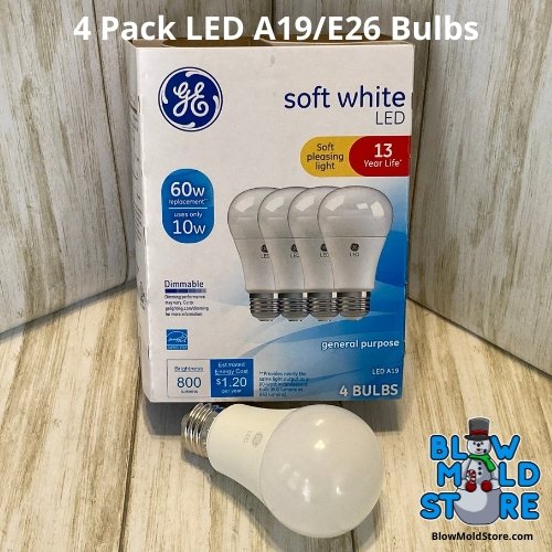 Tålmodighed mareridt Europa 4 pack of Dimmable GE Soft White 10w LED Bulbs for Blow Molds (60w Equ –  Blow Mold Store