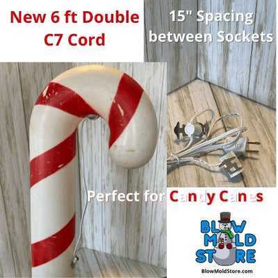 6' Blow Mold Double C7 Cord with Mounting Clips (SPT-1, with fuses) - Blow Mold Store