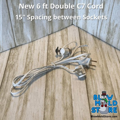 6' Blow Mold Double C7 Cord with Mounting Clips (SPT-1, with fuses) - Blow Mold Store
