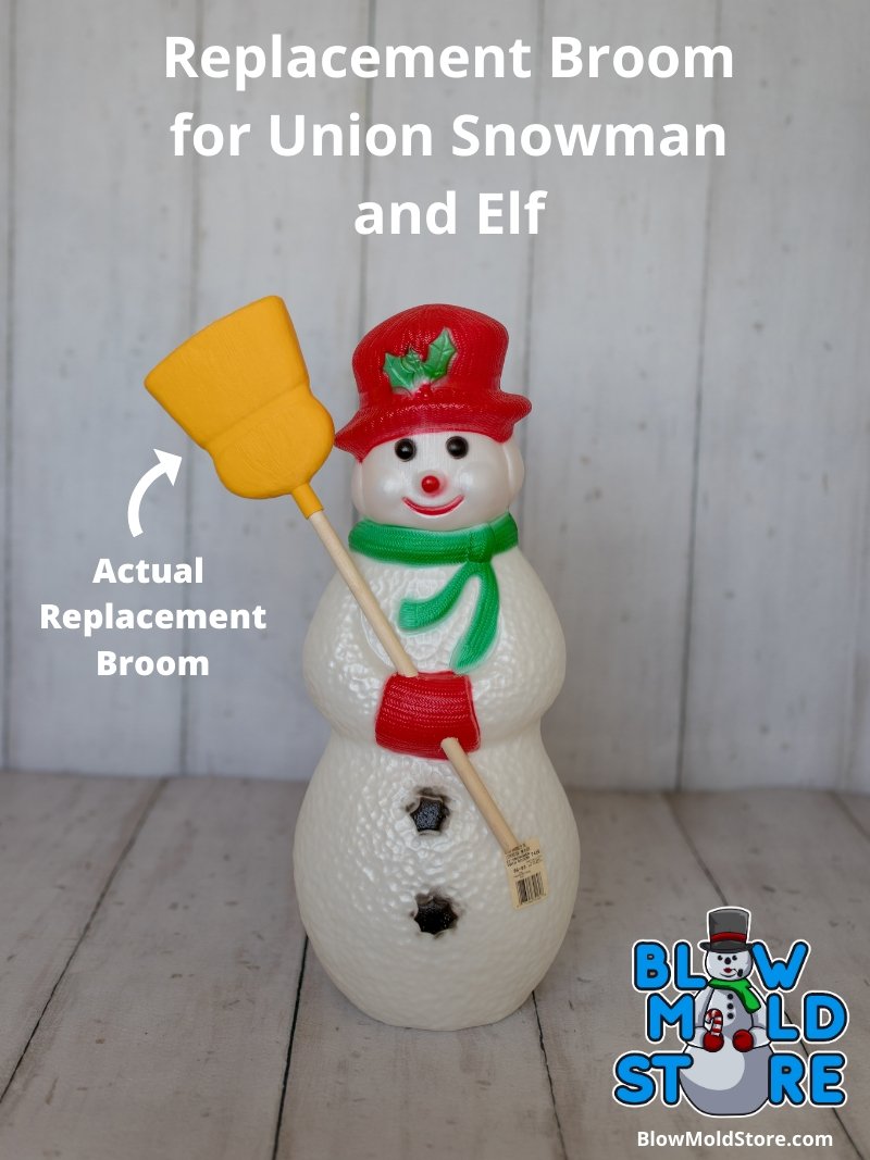 Blow Mold Broom for Union 22" Snowman, 28" Elf, and Lady with Broom - Blow Mold Store