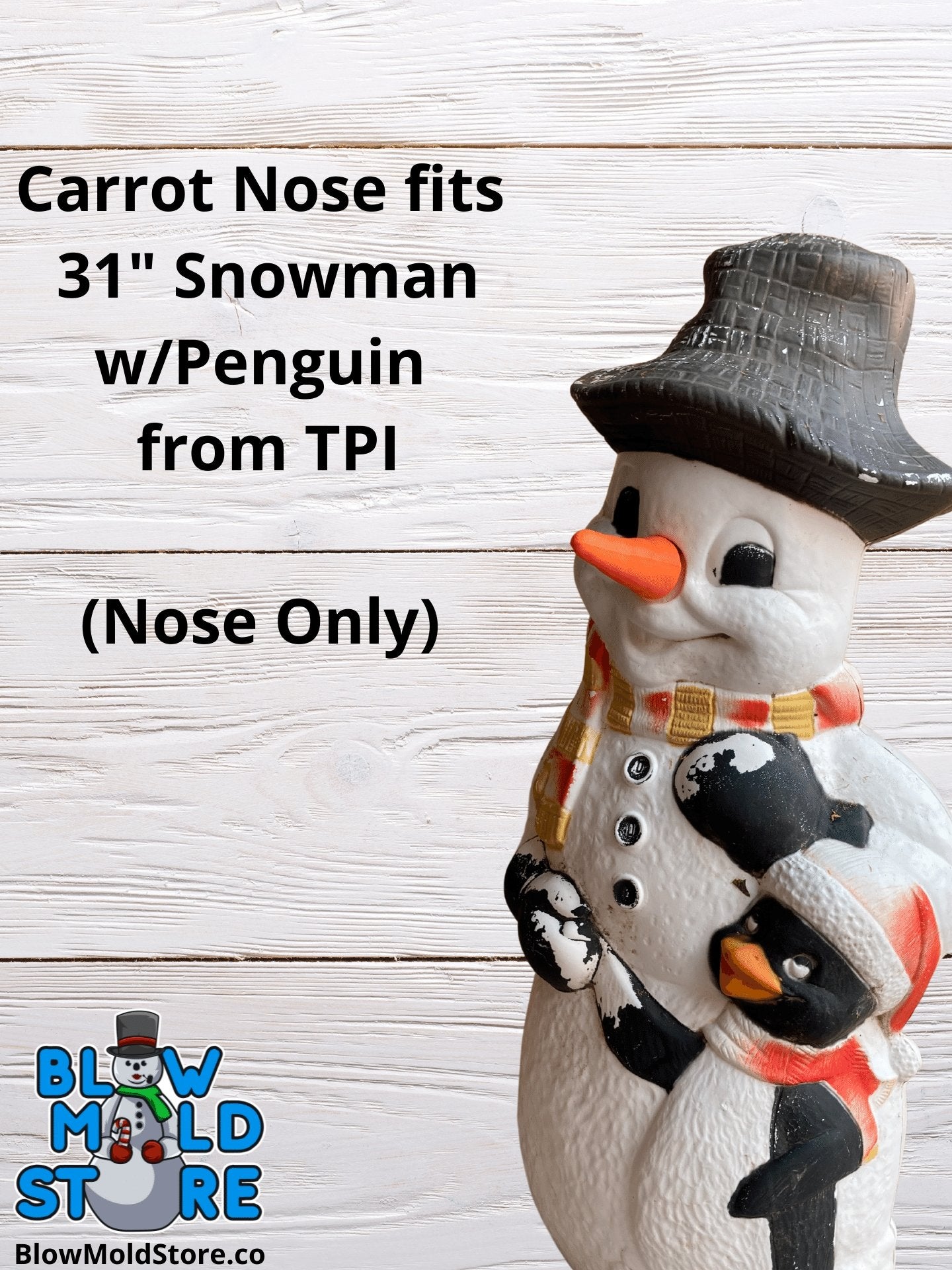 Blow Mold Carrot Nose Replacement for 40" Snowman with Sled from TPI - Blow Mold Store