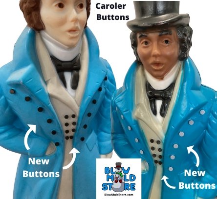 Buttons for Male Dickens Blow Mold Caroler - Blow Mold Store