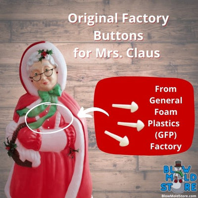 Factory Blow Mold Buttons for 40" Mrs. Claus from Santa's Best & General Foam GFP - Blow Mold Store