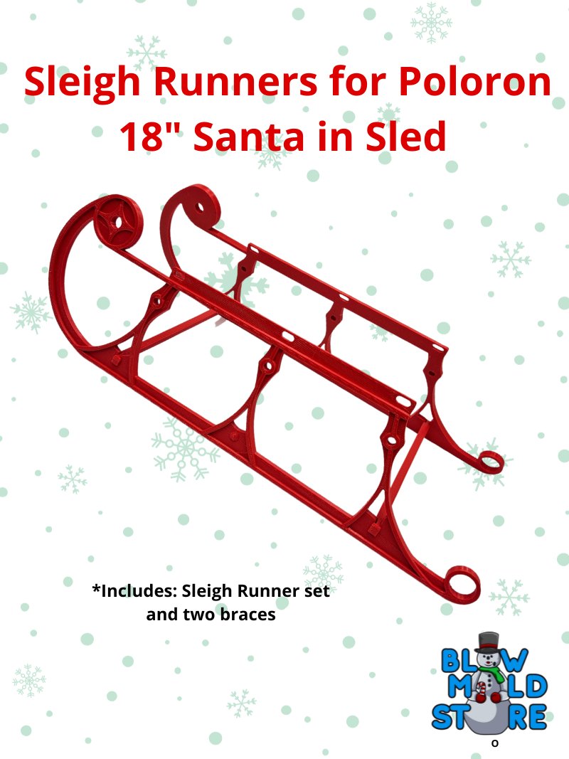 Sleigh Runners for Poloron 18" Santa in Sled - Blow Mold Store